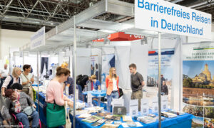 A booth at REHACARE INTERNATIONAL focusing on barrier-free travel